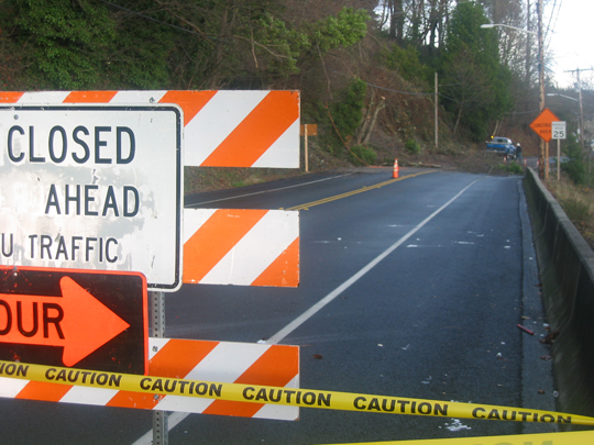 Slurry seal roadwork on Finn Hill