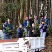 Juanita Woodlands tree planting party