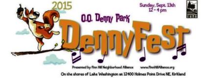 DennyFest at Kirkland’s O.O. Denny Park Sunday, September 13 Noon to 4pm