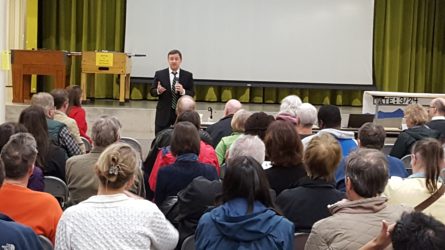 King County Council member Rod Dembowski at the Finn Hill Neighborhood Alliance members' meeting March 22, 2017